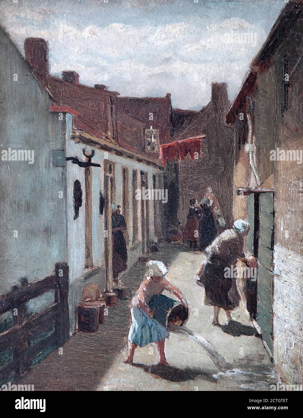 Becker Fridolin - Straatje in Katwijk - Scuola Olandese - 19 ° secolo Foto Stock