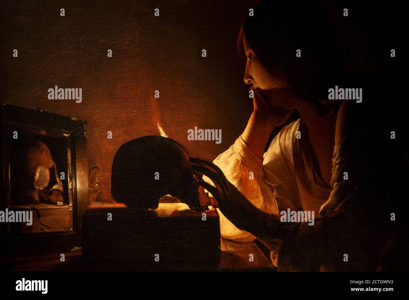 Georges du Mesnil de la Tour 1593-1652. Il penitente Maddalena. Circa 1635-1640. Dipinto ad olio su tela cm 113 x 92,7. Dettaglio. Foto Stock