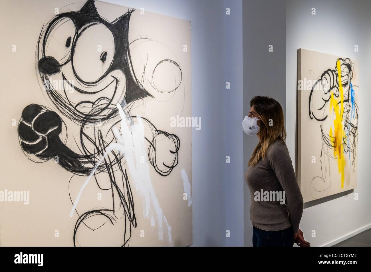 Londra, Regno Unito. 23 Settembre 2020. Moonlighting Painter, 2020 - Opera Gallery presenta una mostra di nuove opere dell'artista britannico George Morton-Clark. Parte dei proventi delle vendite sarà a sostegno della comunità di Beirut a seguito del recente scoppio con donazioni alla Pediatric Intensive Care Unit presso il St. Georges Hospital di Beirut. La Galleria dell'Opera di Londra lavorerà a stretto contatto con la Galleria di Beirut, che si trova a poche centinaia di metri dall'esplosione ed è stata distrutta. Credit: Guy Bell/Alamy Live News Foto Stock
