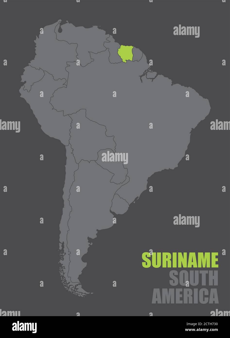 Mappa del Suriname del Sud America Illustrazione Vettoriale