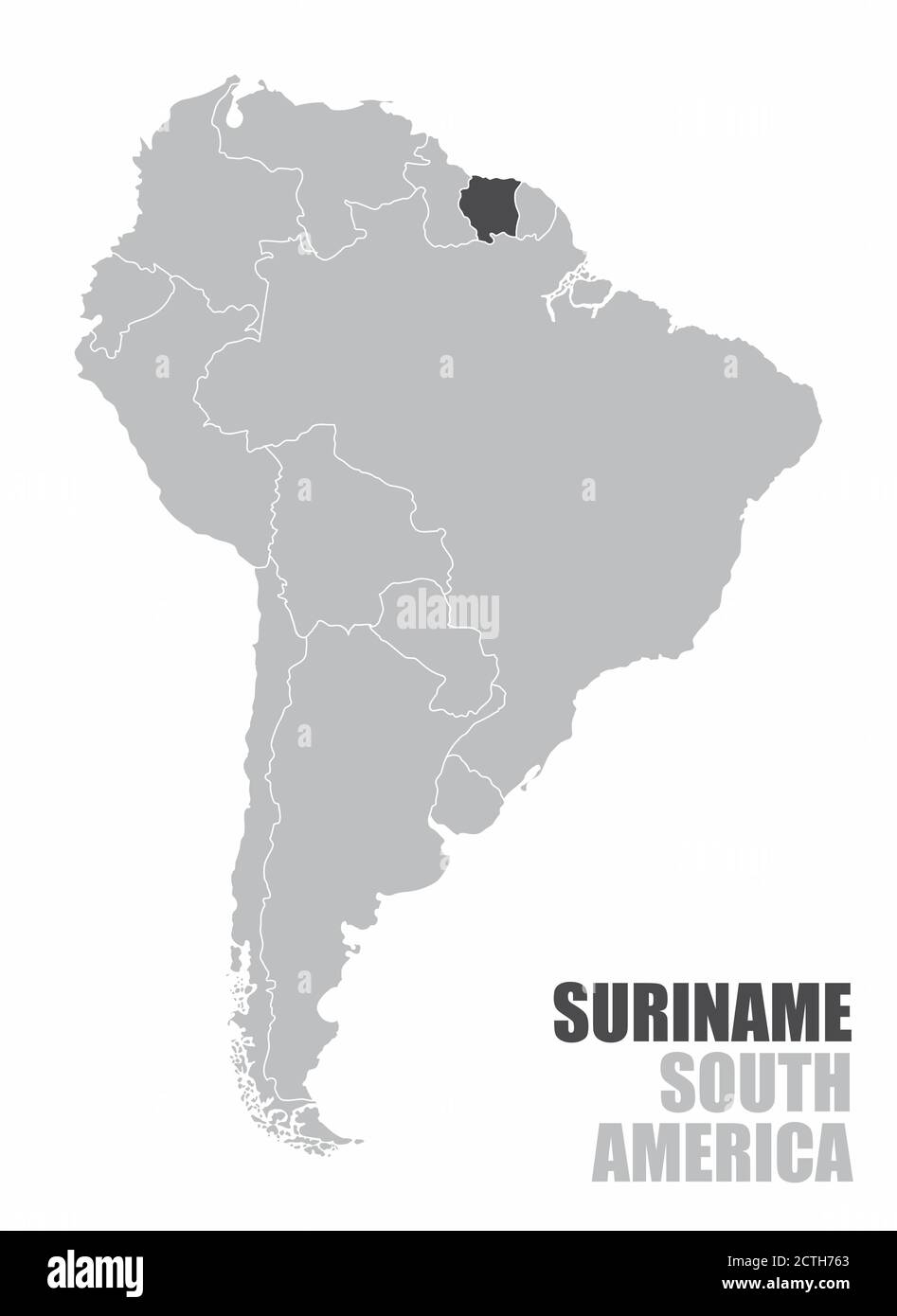 Mappa del Suriname del Sud America Illustrazione Vettoriale