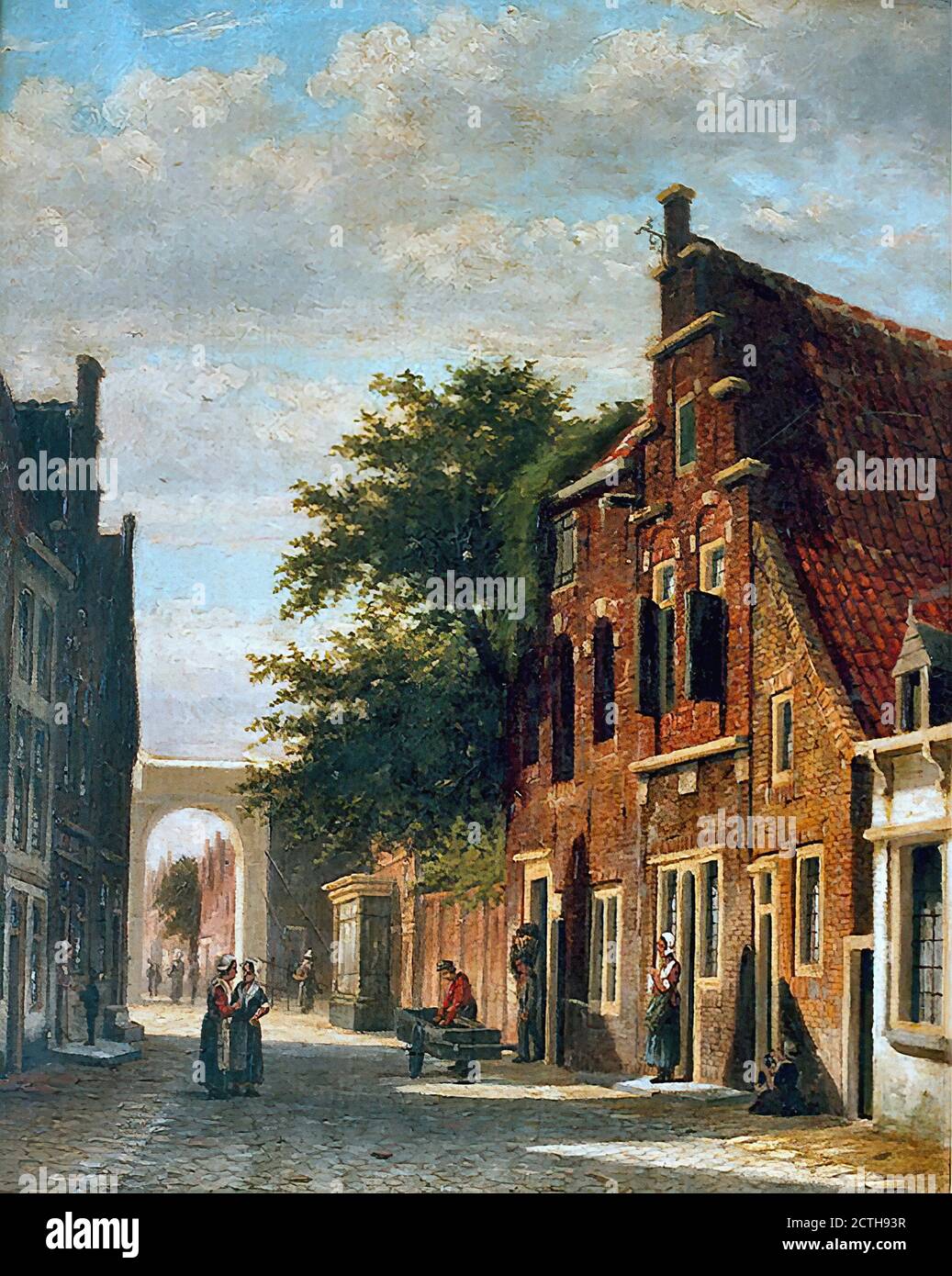 Mittertreiner Johannes Jacobus - Oudhollands Straatje Met Figuren 1 - Scuola olandese - 19 ° secolo Foto Stock