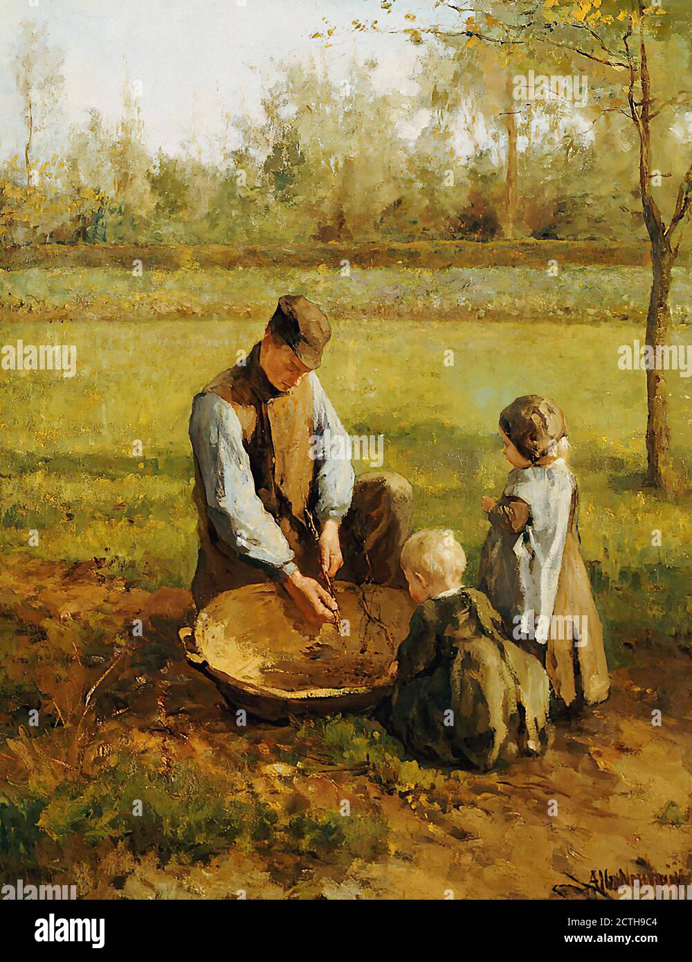 Neuhuijs Albert - guardare il lavoro del Padre - Scuola Olandese - 19 ° secolo Foto Stock