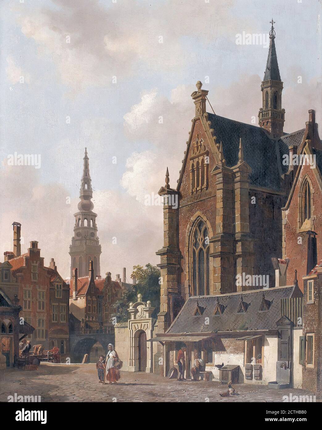 Rutten Jan - De Grote di San Bavo Kerk in Haarlem Gezien vanaf De Oude Groenmarkt - Scuola Olandese - 19 ° secolo Foto Stock