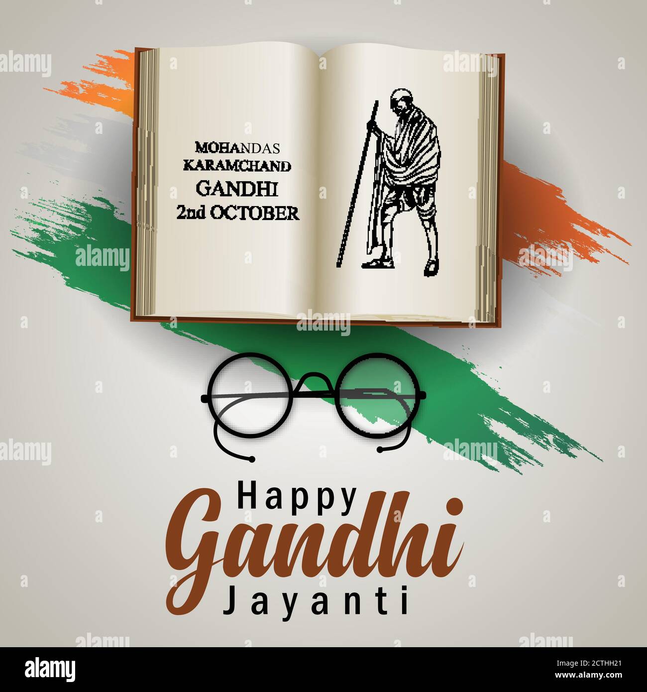 Mahatma Gandhi jayanti - 2020. 2 ottobre con illustrazione vettoriale di disegno creativo, Mohandas Karam Chandra Gandhi compleanno. Illustrazione Vettoriale