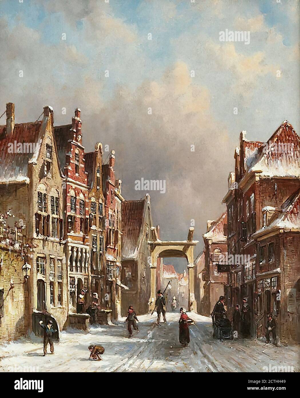 Vertin Petrus Gerardus - Amsterdam in Inverno - Scuola Olandese - 19 ° secolo Foto Stock