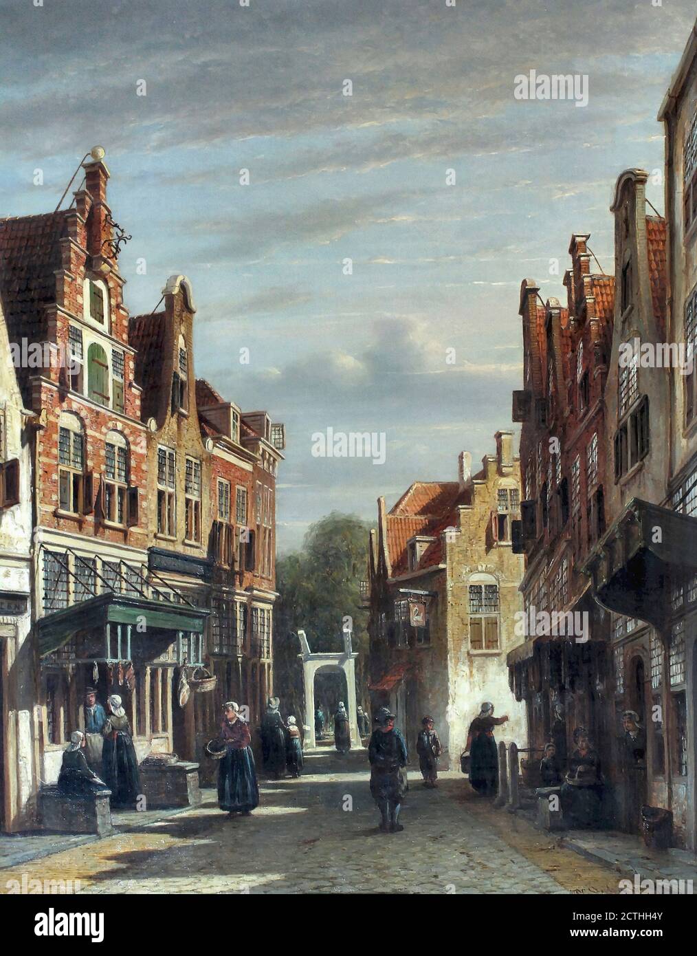 Vertin Petrus Gerardus - een Straatje in Alkmaar - Olandese Scuola - 19 ° secolo Foto Stock