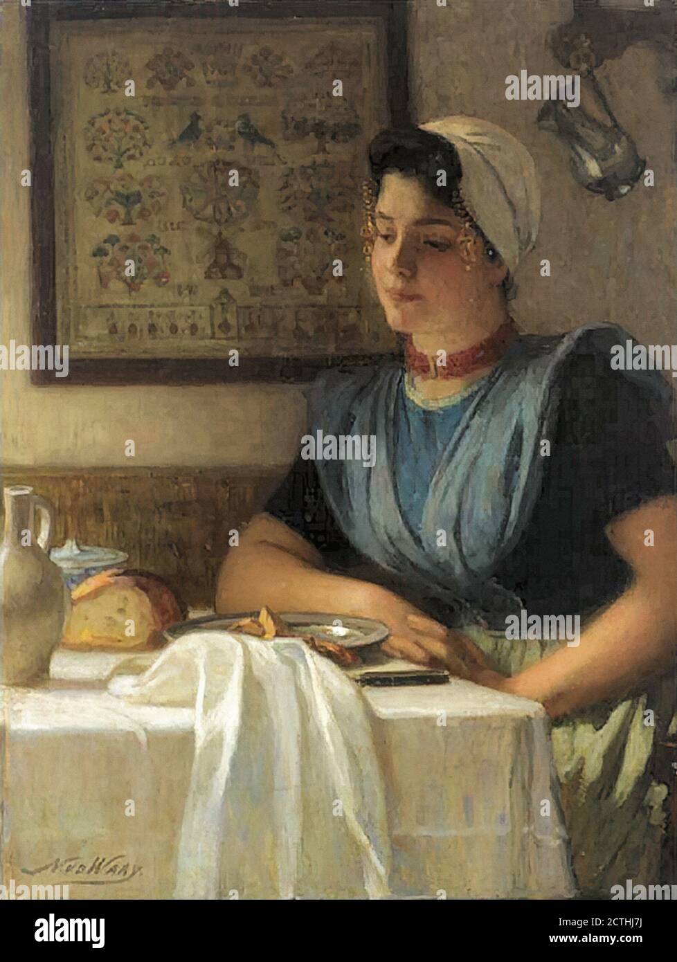 Waay Nicolaas Van Der - un interno della cucina con un Ragazza in Costume Regionale - Scuola Olandese - 19 ° secolo Foto Stock