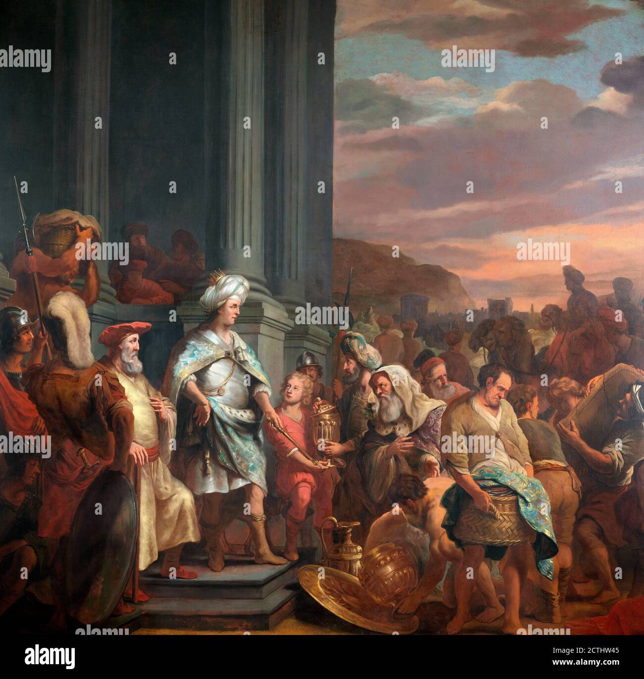 Cyrus il Grande. Re Ciro che consegna il Tesoro saccheggiato dal Tempio di Gerusalemme, dipinto da Ferdinando Bol (1616-1680), olio su tela, 1655-1669 Foto Stock