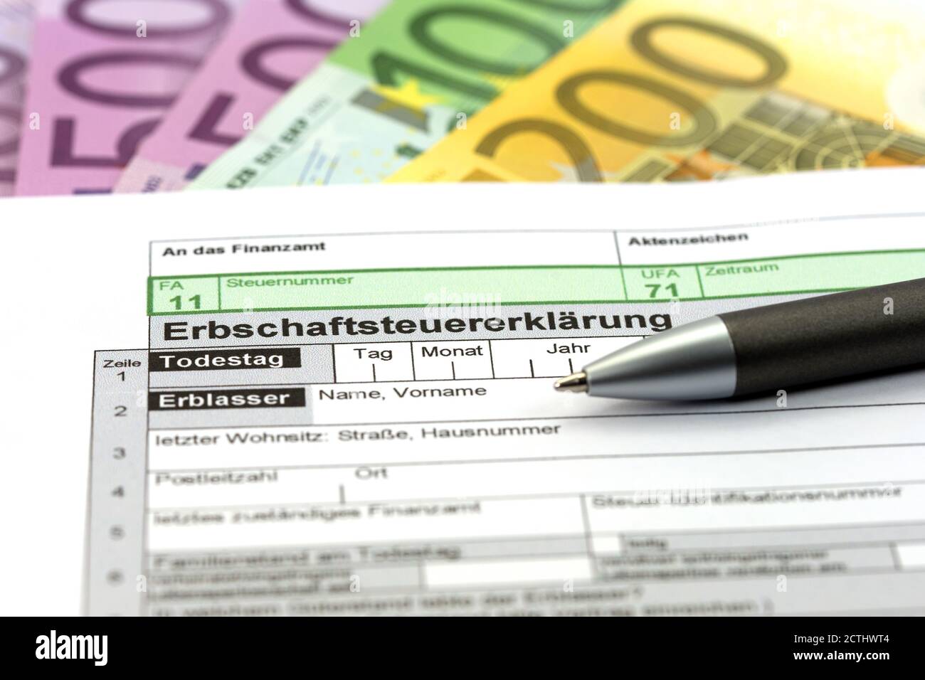 Modulo di dichiarazione delle imposte di successione Foto Stock