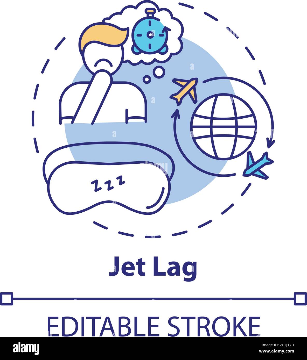 Icona del concetto di jet lag Illustrazione Vettoriale