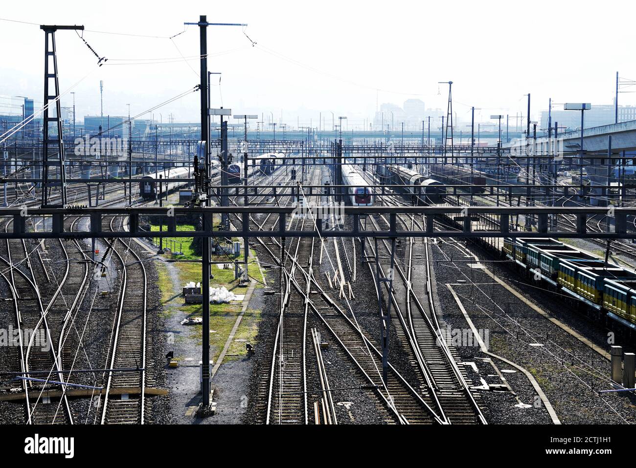 Interruttore Track vicino alla stazione principale di Zuerich Foto Stock