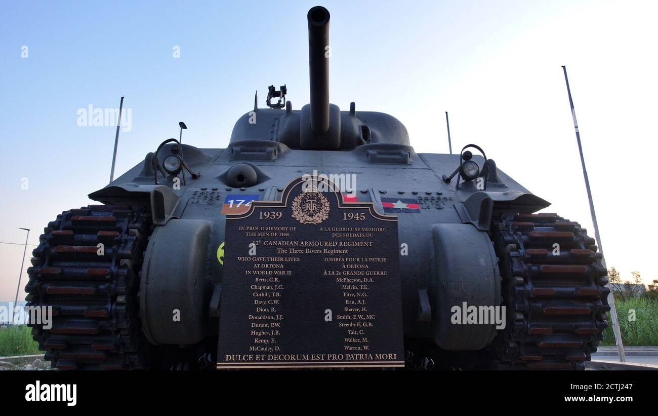 Canotta canadese "Shermann", utilizzata durante la battaglia di Ortona nel 1943 Ortona, Abruzzo/Italia Foto Stock