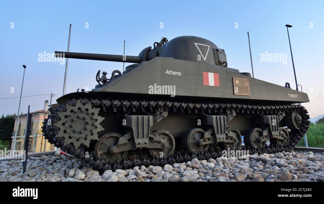 Canotta canadese "Shermann", utilizzata durante la battaglia di Ortona nel 1943 Ortona, Abruzzo/Italia Foto Stock