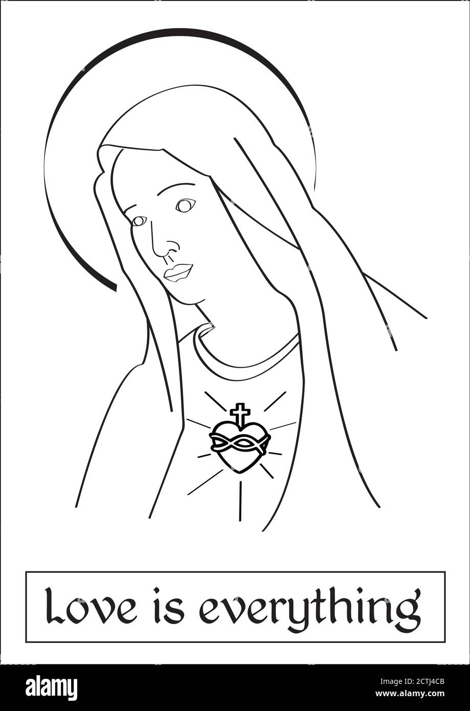 Vergine Maria madre di Gesù cristo, sacro cuore della nostra madre amore è tutto messaggio Illustrazione Vettoriale