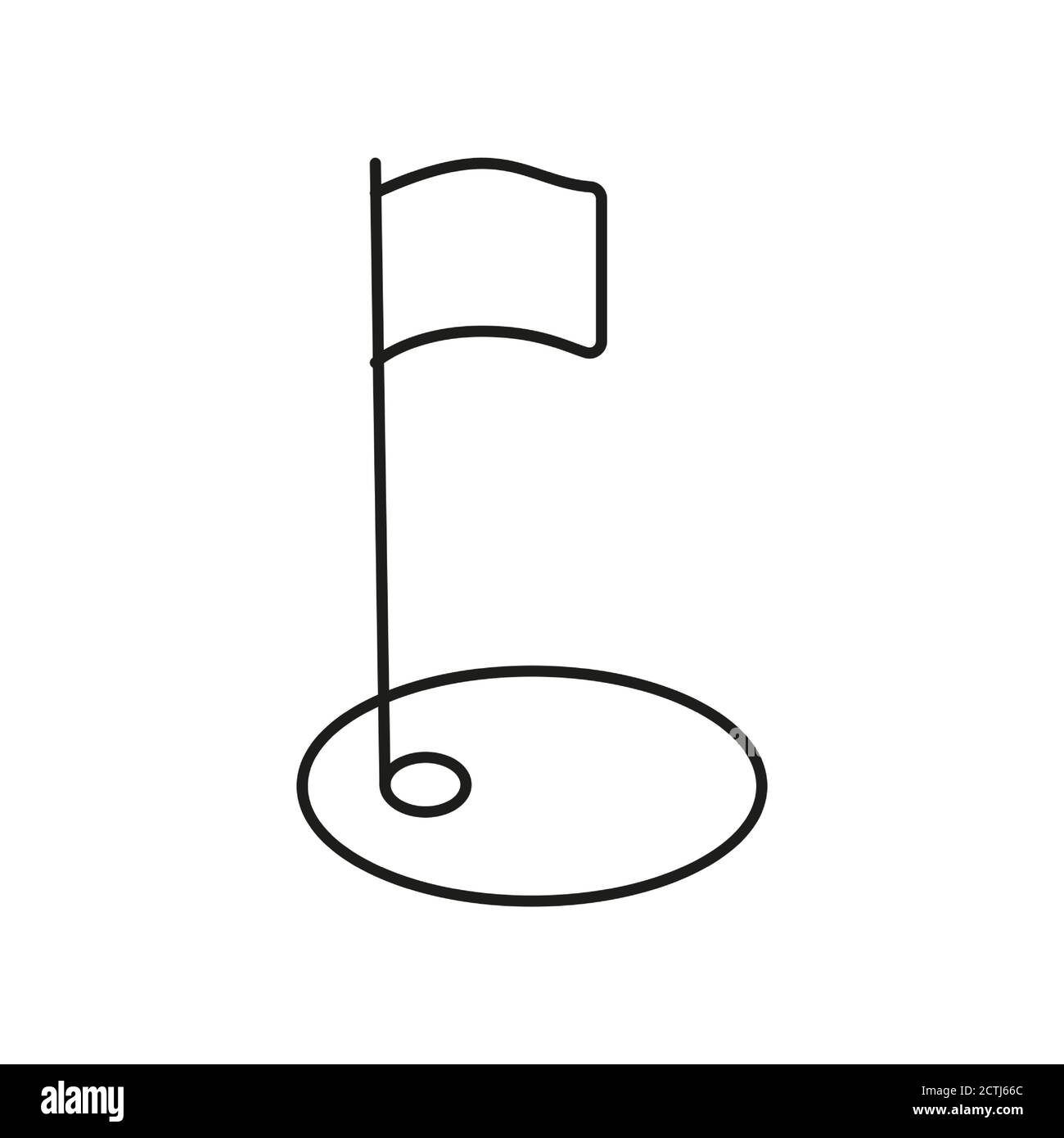 campo da golf con simbolo della bandiera Illustrazione Vettoriale