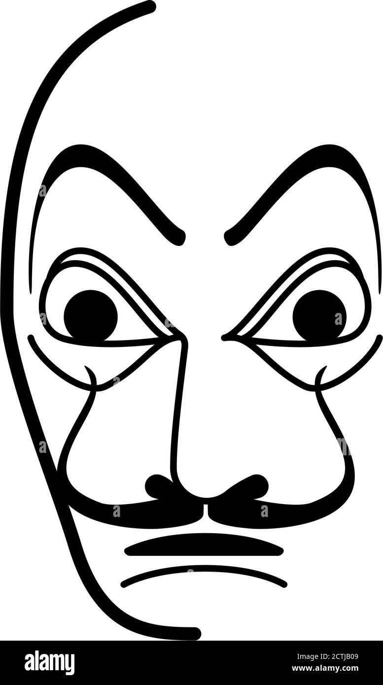 Maschera facciale in stile Salvador Dali contorno in vettore Immagine e  Vettoriale - Alamy