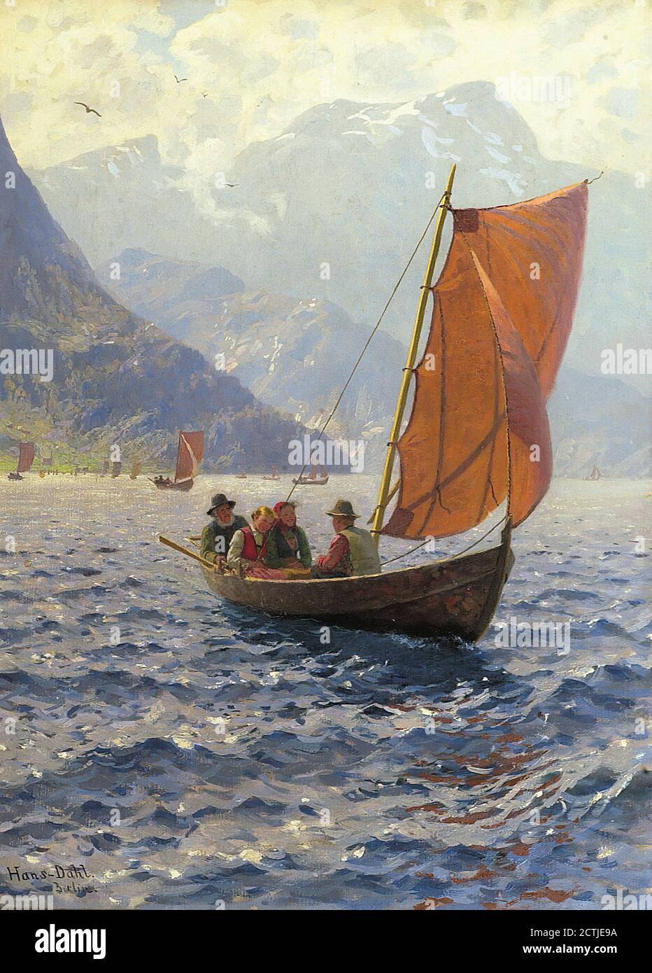 Dahl Hans - Folkeliv på Fjorden - Scuola di Norvegia - 19 ° secolo Foto Stock