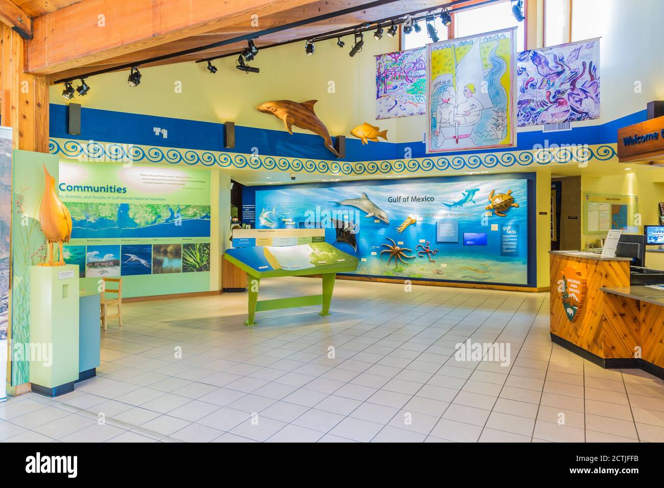 Centro visitatori presso la zona di Davis Bayou del Gulf Islands National Seashore a Ocean Springs, Mississippi Foto Stock