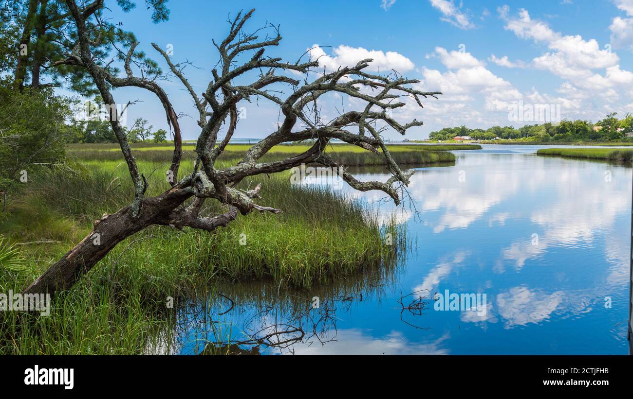 Ingresso al Centro visitatori presso l'Area Davis Bayou del Gulf Islands National Seashore a Ocean Springs, Mississippi Foto Stock