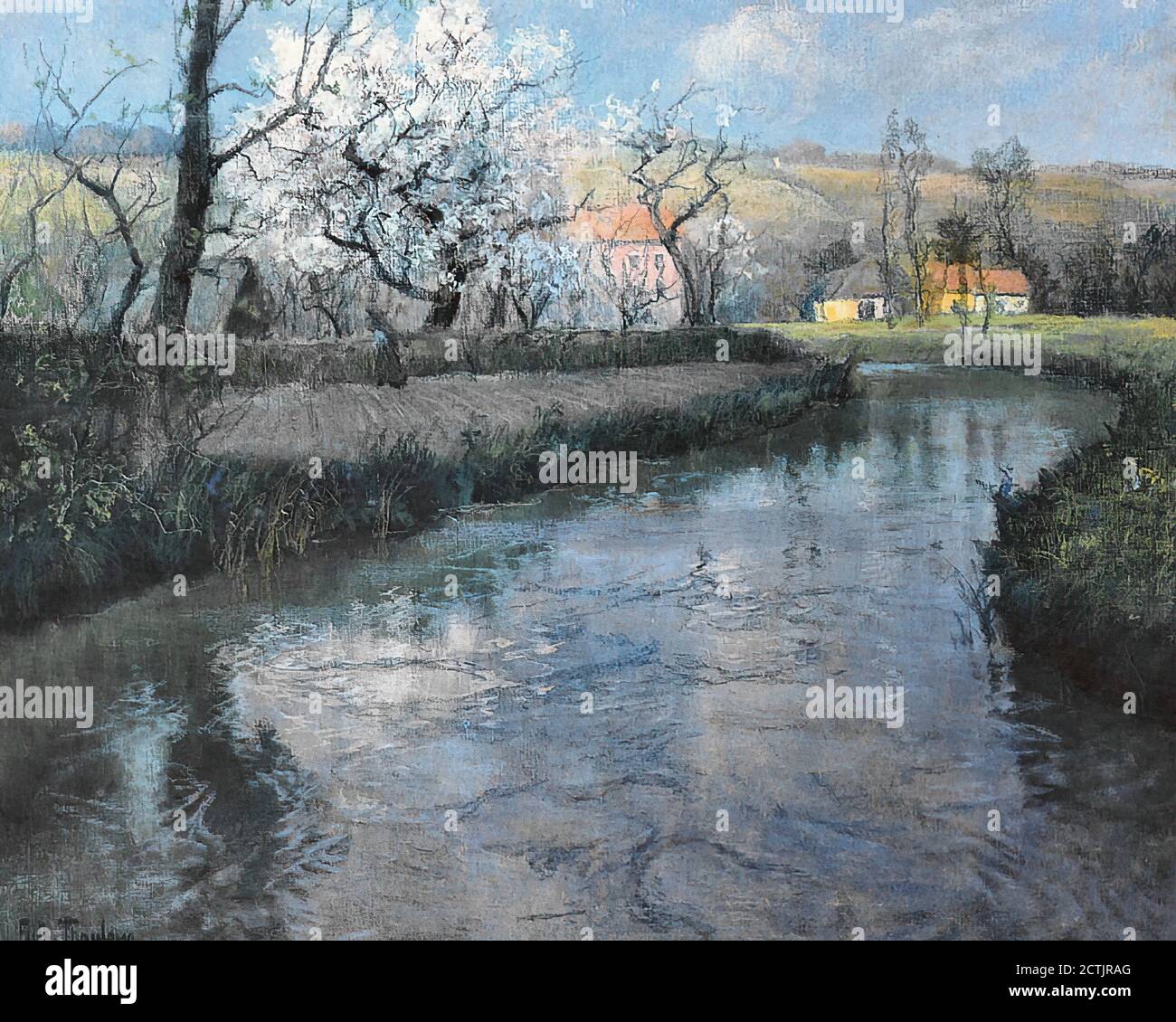 Thaulow Frits - un paesaggio fluviale francese - Scuola norvegese - 19 ° secolo Foto Stock
