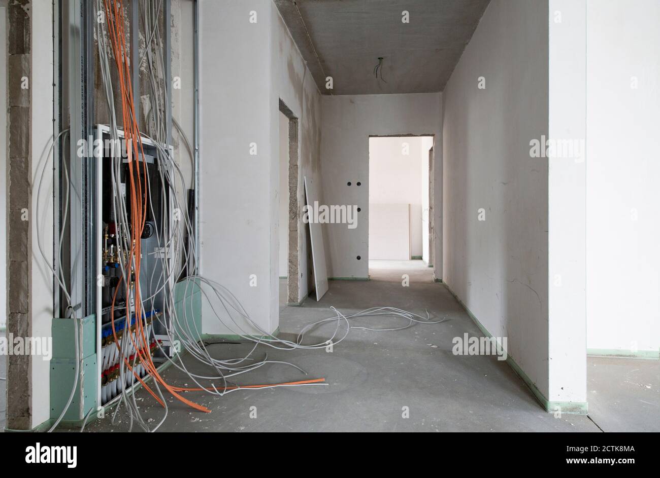 Apparecchiature elettriche all'interno del cantiere Foto Stock