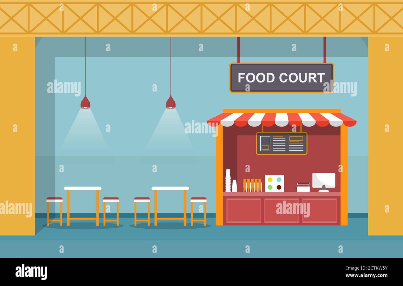 Food Court interno interno vuoto Ristorante caffetteria Illustrazione Illustrazione Vettoriale