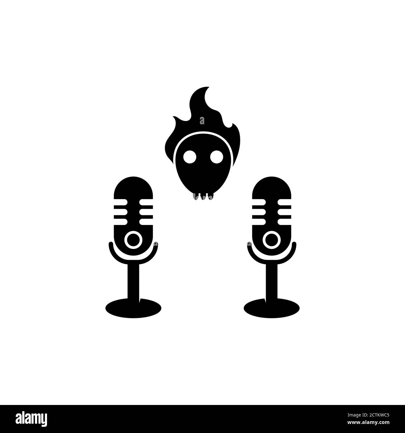 illustrazione del modello di disegno vettoriale del podcast della storia dell'orrore Illustrazione Vettoriale