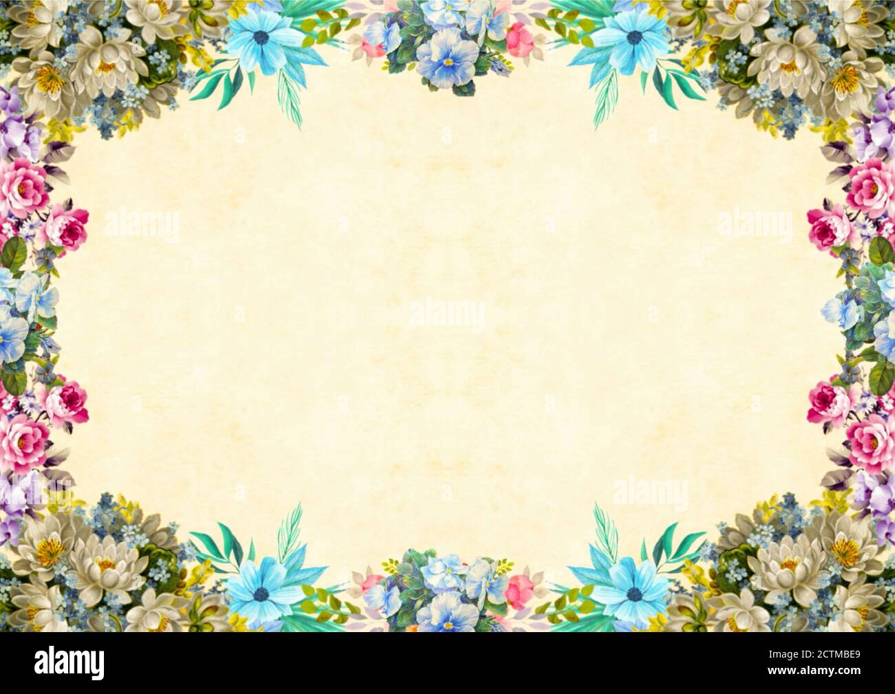 Design con bordo floreale con spazio di copia centrale Foto Stock