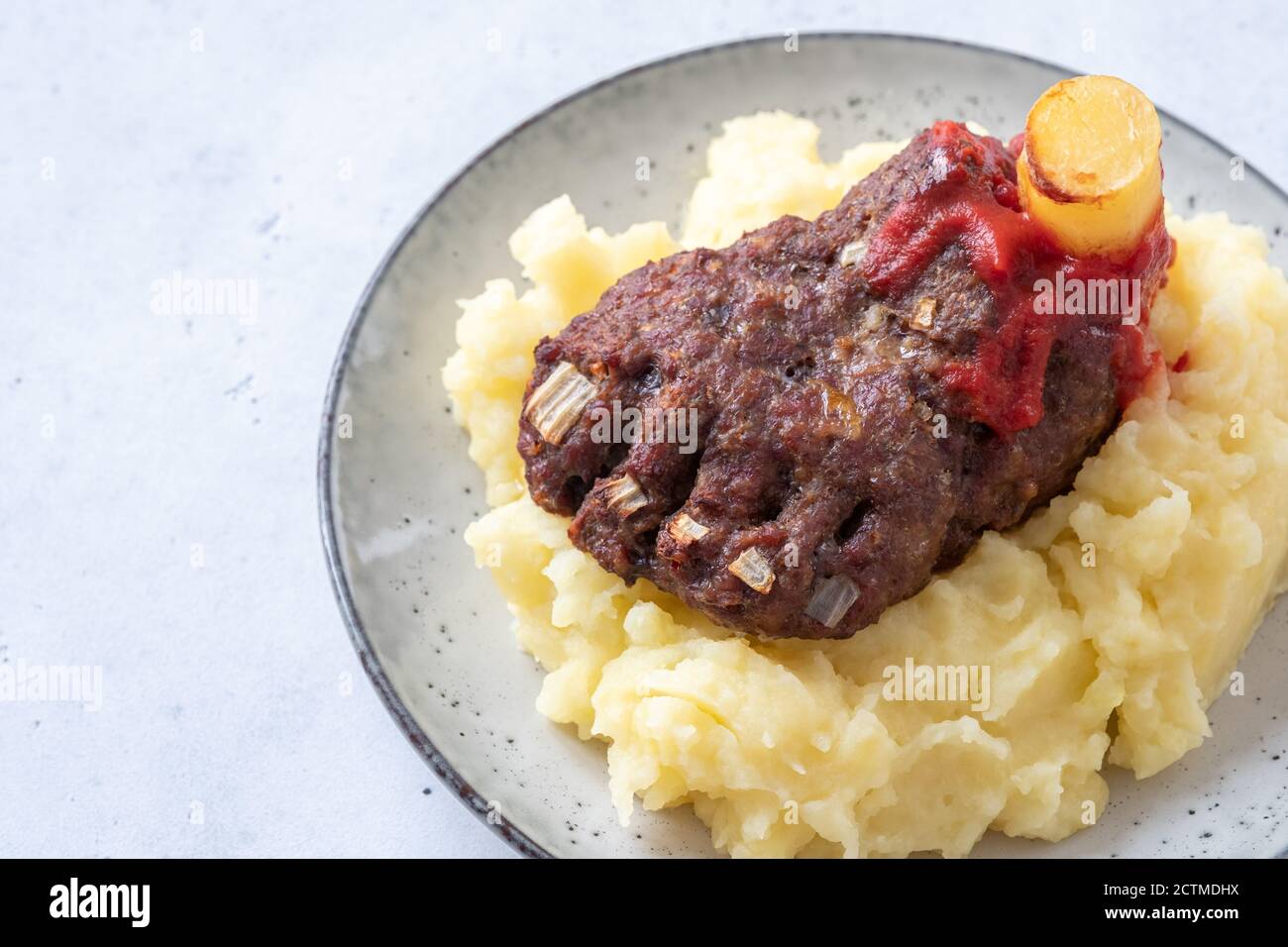 polpette al forno con purè di patate Foto Stock