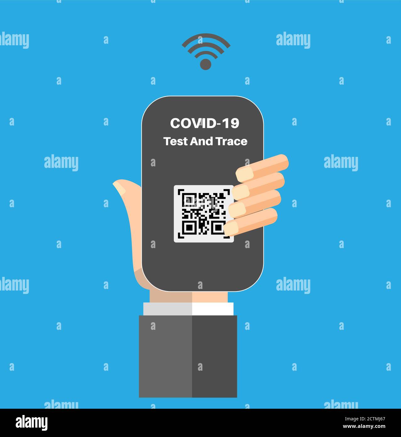 Immagine vettoriale dell'app mobile di traccia e traccia Covid-19 Illustrazione Vettoriale