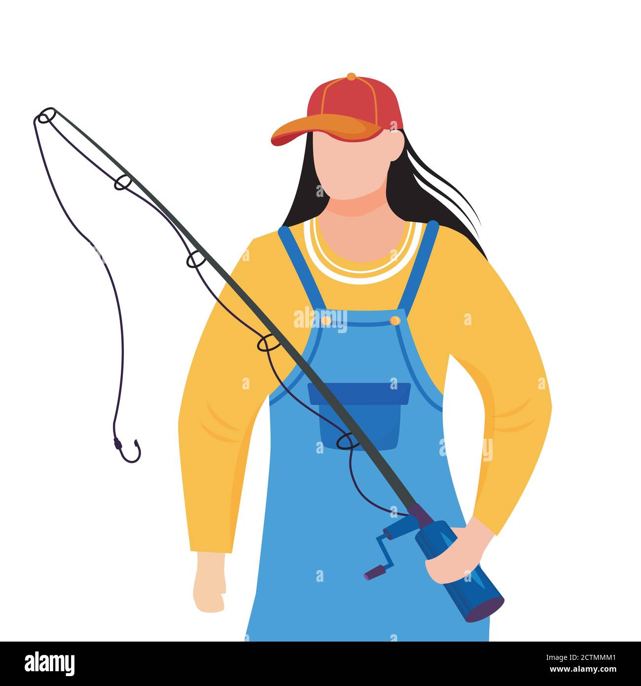Illustrazione vettoriale piatta pescatrice Illustrazione Vettoriale