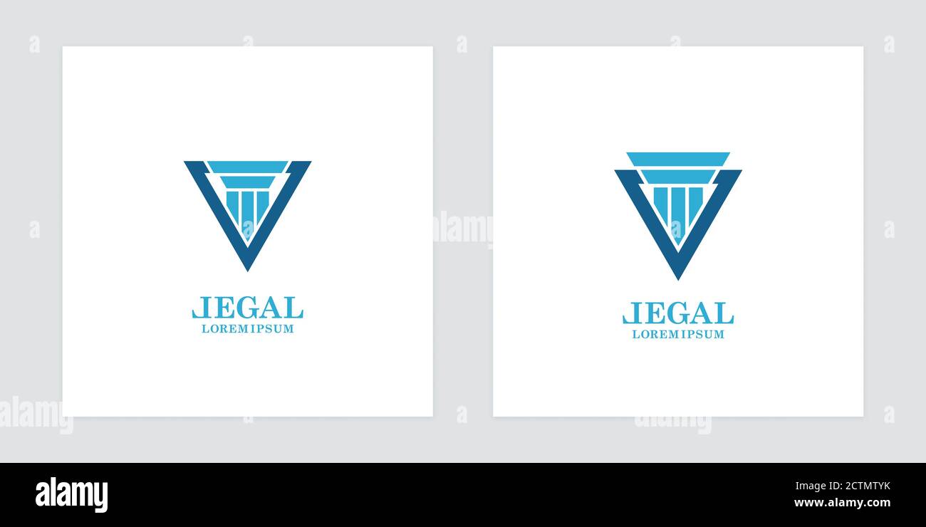 Icone di colonna nelle forme delta su sfondo bianco. Logo per uffici legali e musei. Illustrazione Vettoriale