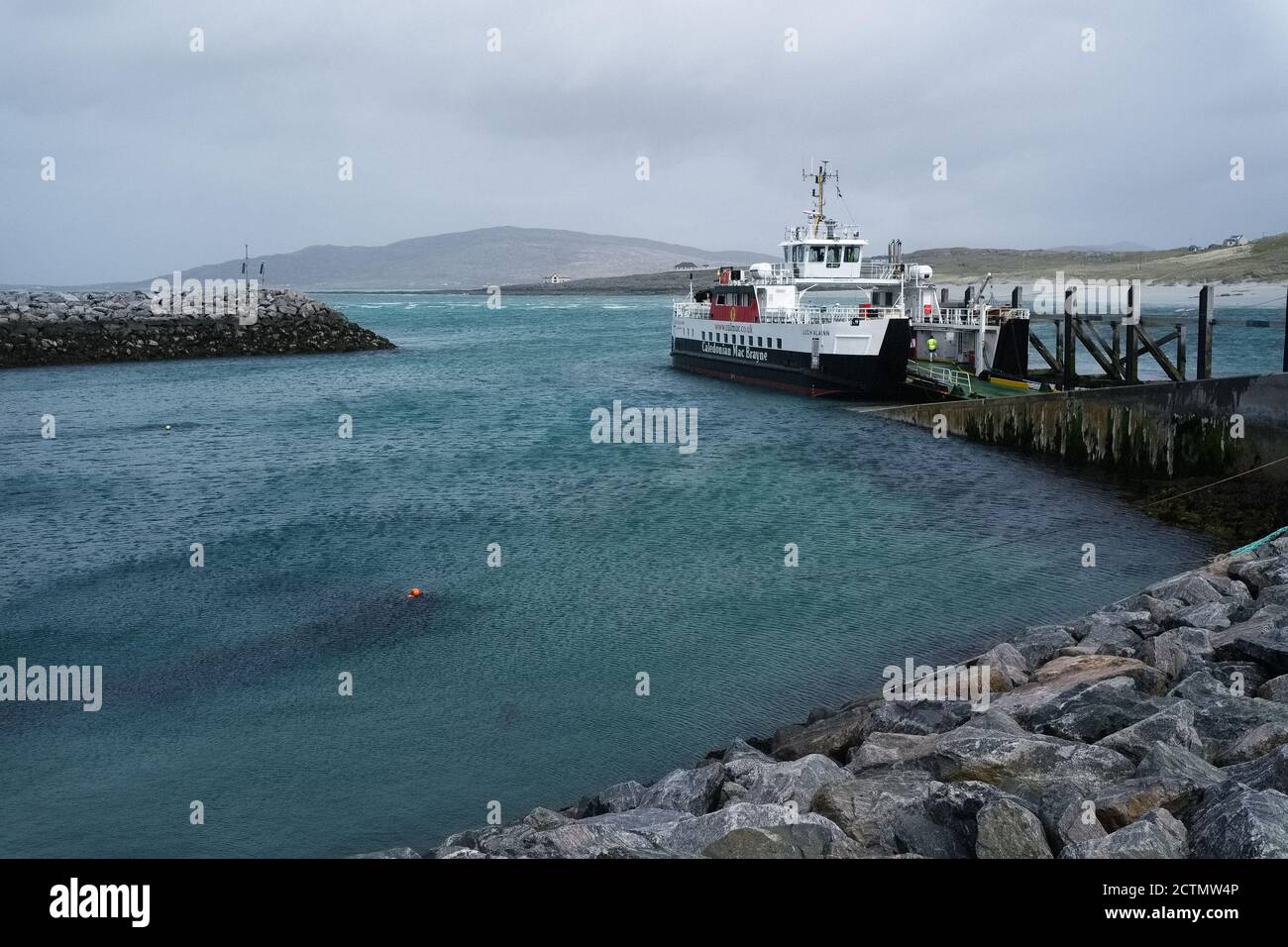 Eriskay - barra traghetto al porto di Eriskay, Ebridi esterne Foto Stock