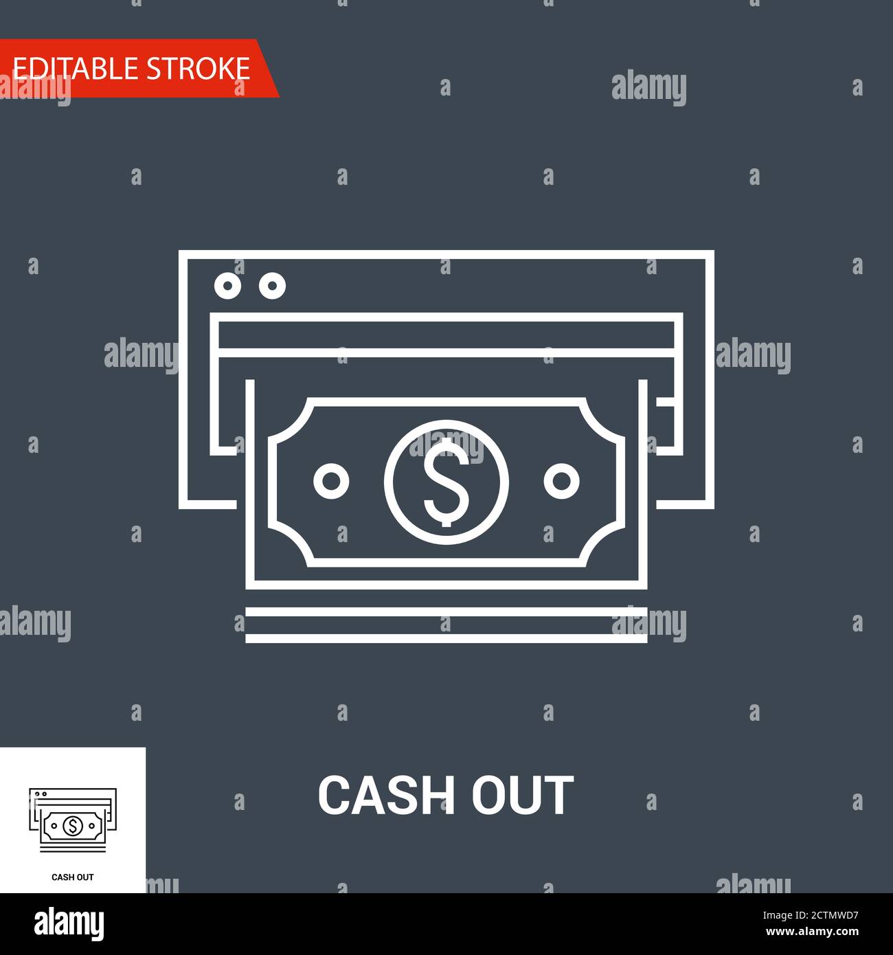 Icona Cash out. Illustrazione di un vettore a linea sottile Illustrazione Vettoriale