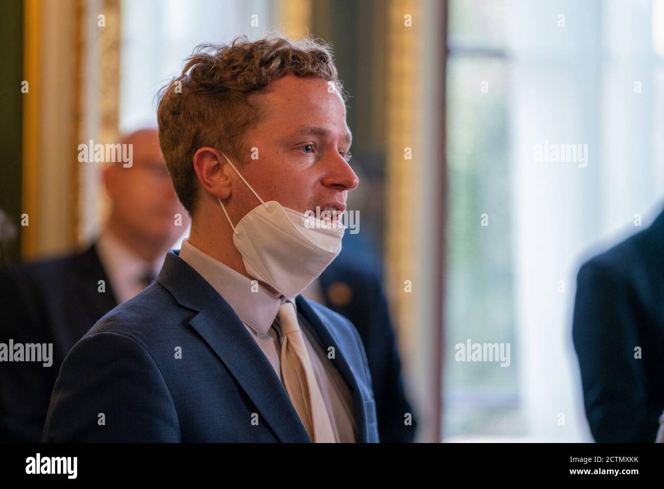 Il Segretario di Stato Michael R. Pompeo tiene una stampa congiunta con il Ministro degli Esteri britannico Dominic Raab a Londra il 21 luglio 2020, discutendo questioni diplomatiche e di politica estera chiave tra gli Stati Uniti e il Regno Unito. Foto Stock