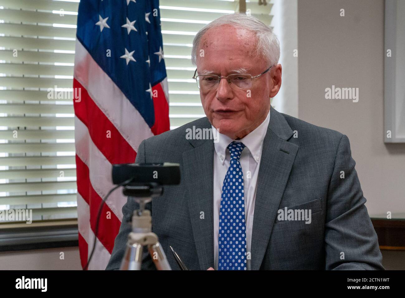 Il 4 giugno 2020, l'ambasciatore James F. Jeffrey ha moderato un incontro ministeriale virtuale D-ISIS con i ministri degli Esteri della Coalizione globale per sconfiggere l'ISIS, discutendo gli sforzi internazionali contro il terrorismo. Foto Stock