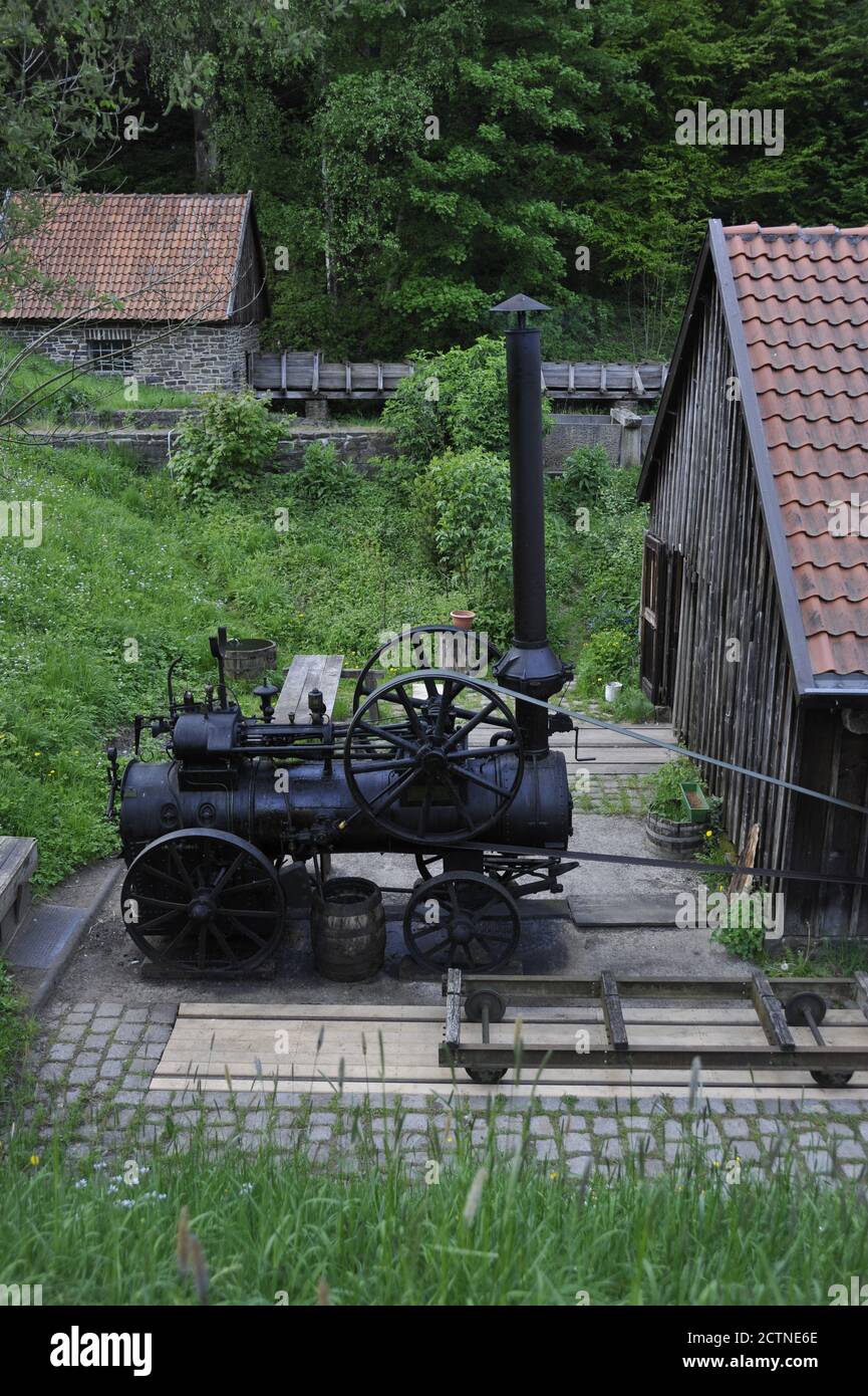 Hagen, Westfälisches Freilichtmuseum, Dampfgetriebener Traktor Foto Stock