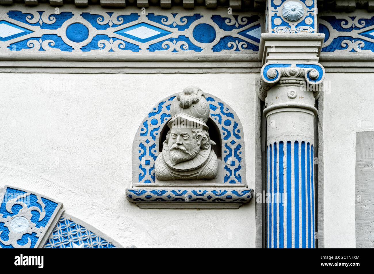 Dettaglio architettonico, Castello Bevern, Bevern, Weserbergland, bassa Sassonia, Germania, Europa Foto Stock