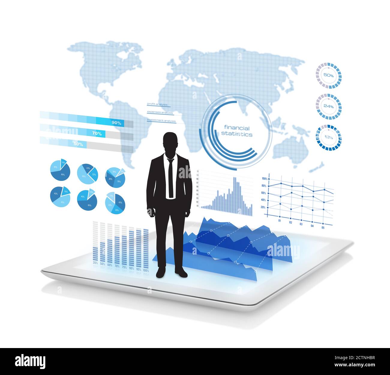 Interfaccia display digitale futuristica isolata su bianco Mappa di riferimento : http://veimages.gsfc.nasa.gov/3446/lcc global 2048.jpg Software utilizzato: Adobe pH Foto Stock