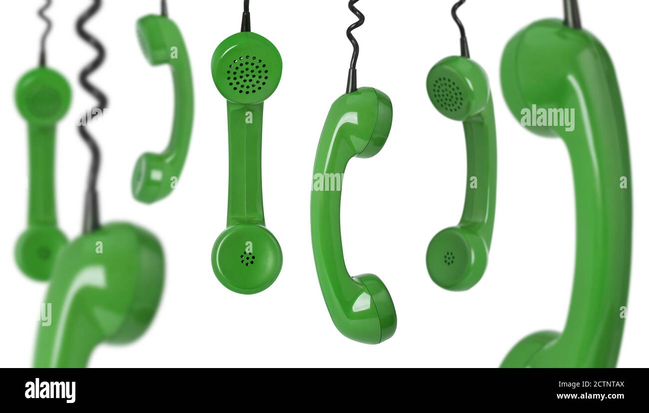 Ricevitori telefonici su grigio Foto Stock