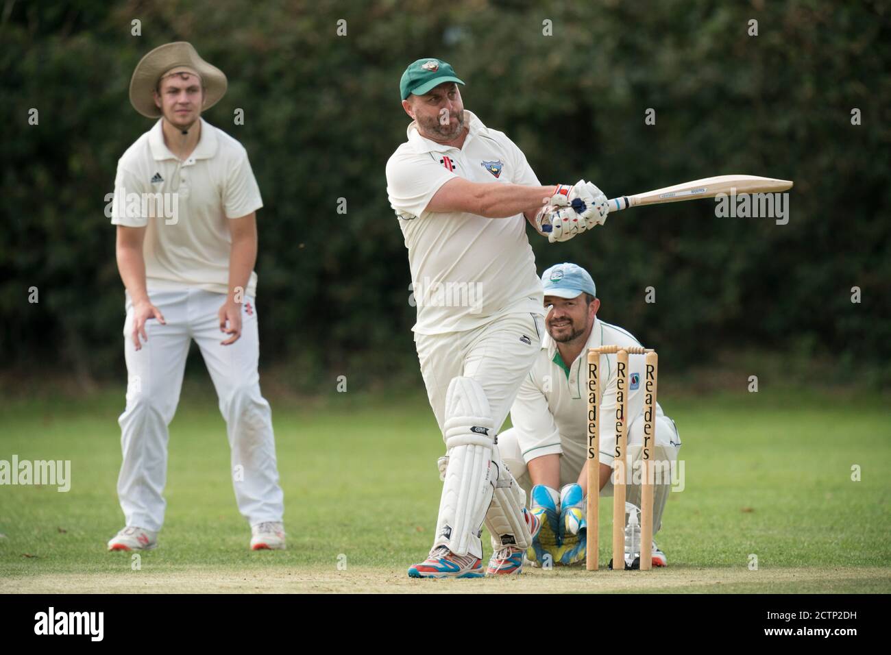 Batsman che gioca sparato Foto Stock