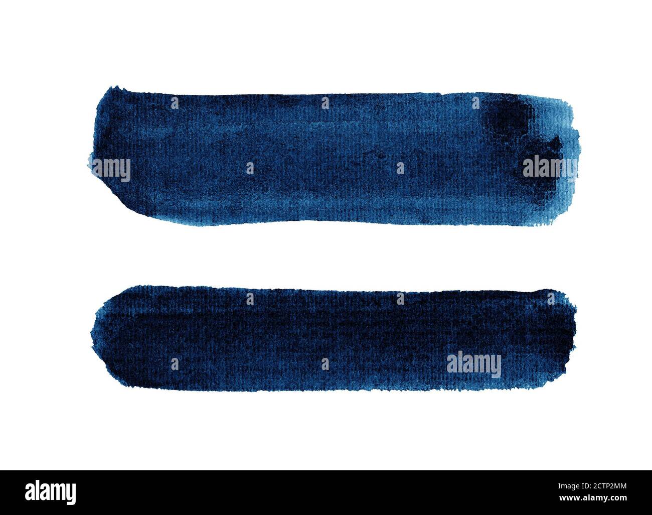 Tratti ruvidi blu acquerello isolati su bianco Foto Stock