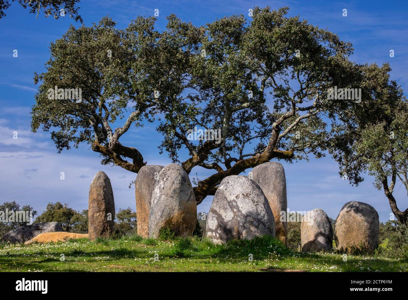 cromlech vale Maria do Meio , Nossa Senhora da Graça do Divor ,Évora, Alentejo, Portogallo Foto Stock