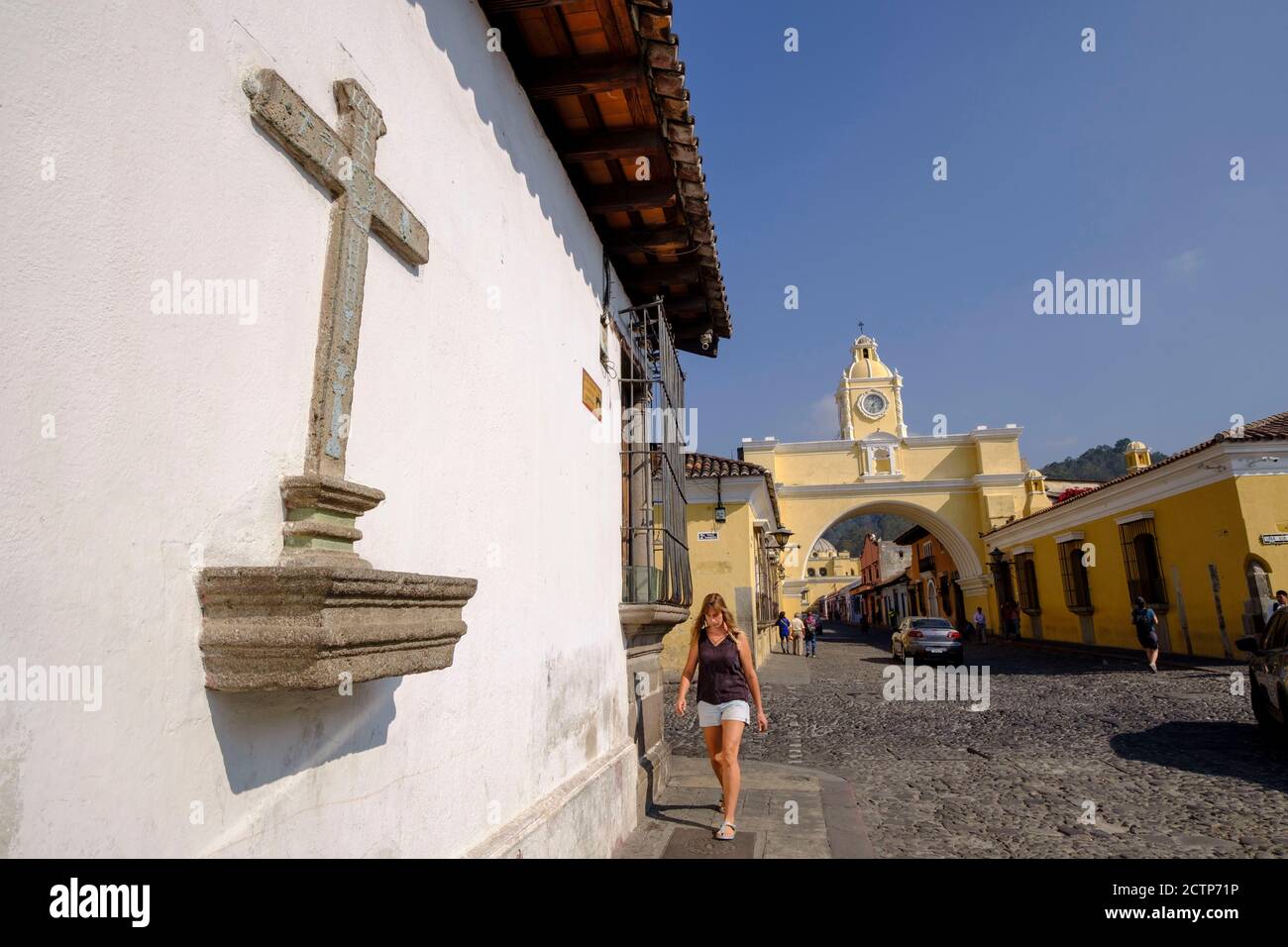 Arco de Santa Catalina, arco del antiguo coinvento, Antigua Guatemala, Departamento de Sacatepéquez, Guatemala, America Centrale Foto Stock