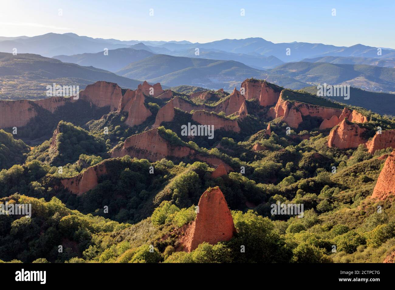 Parco Medulas. Mirador de Orellán. Parque de las Médulas. Miniera d'oro in epoca romana. Patrimonio dell'umanità dell'UNESCO. El Bierzo. León. Spagna Foto Stock