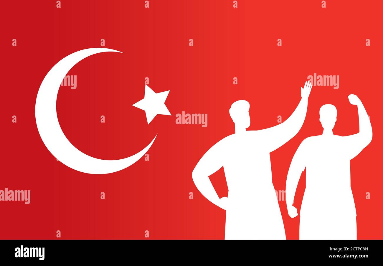 silhouette uomo con design vettoriale a bandiera turca Illustrazione Vettoriale