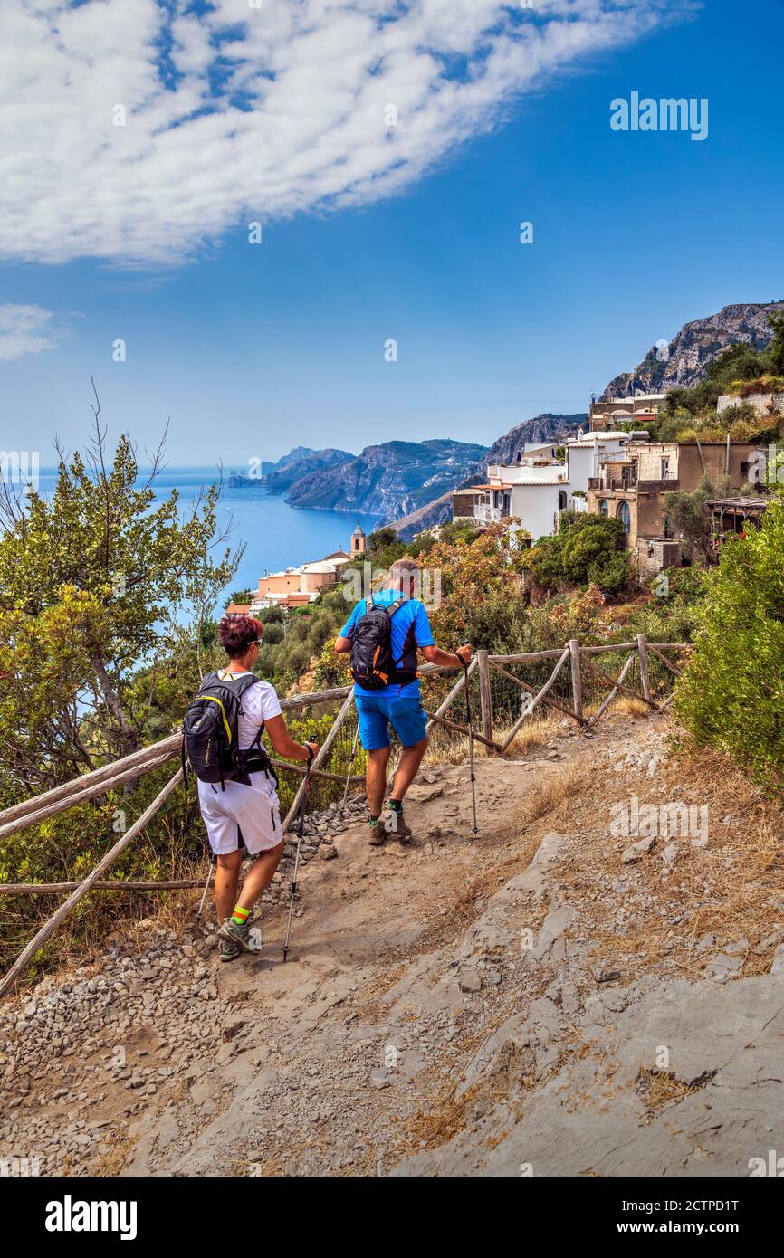 Sentiero degli dei, Nocelle, Costiera Amalfitana, Campania, Italia Foto Stock