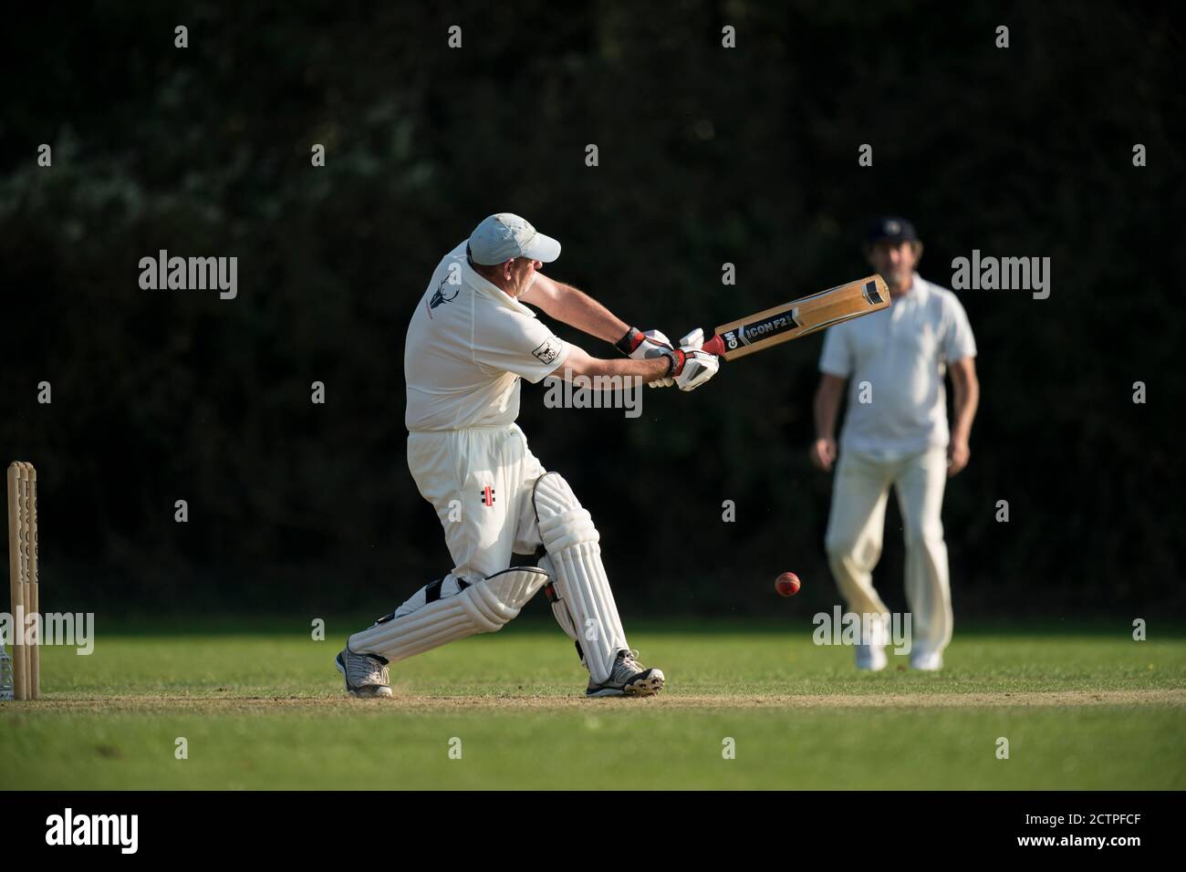 Batsman che gioca sparato Foto Stock