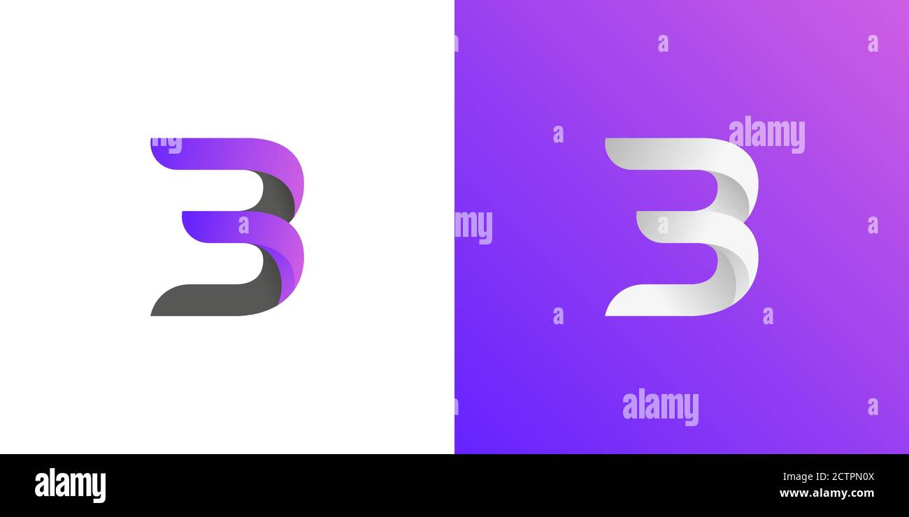 Design del logo della lettera B. semplice e pulito design della lettera B con un colore viola moderno. Illustrazione vettoriale eps10 Illustrazione Vettoriale